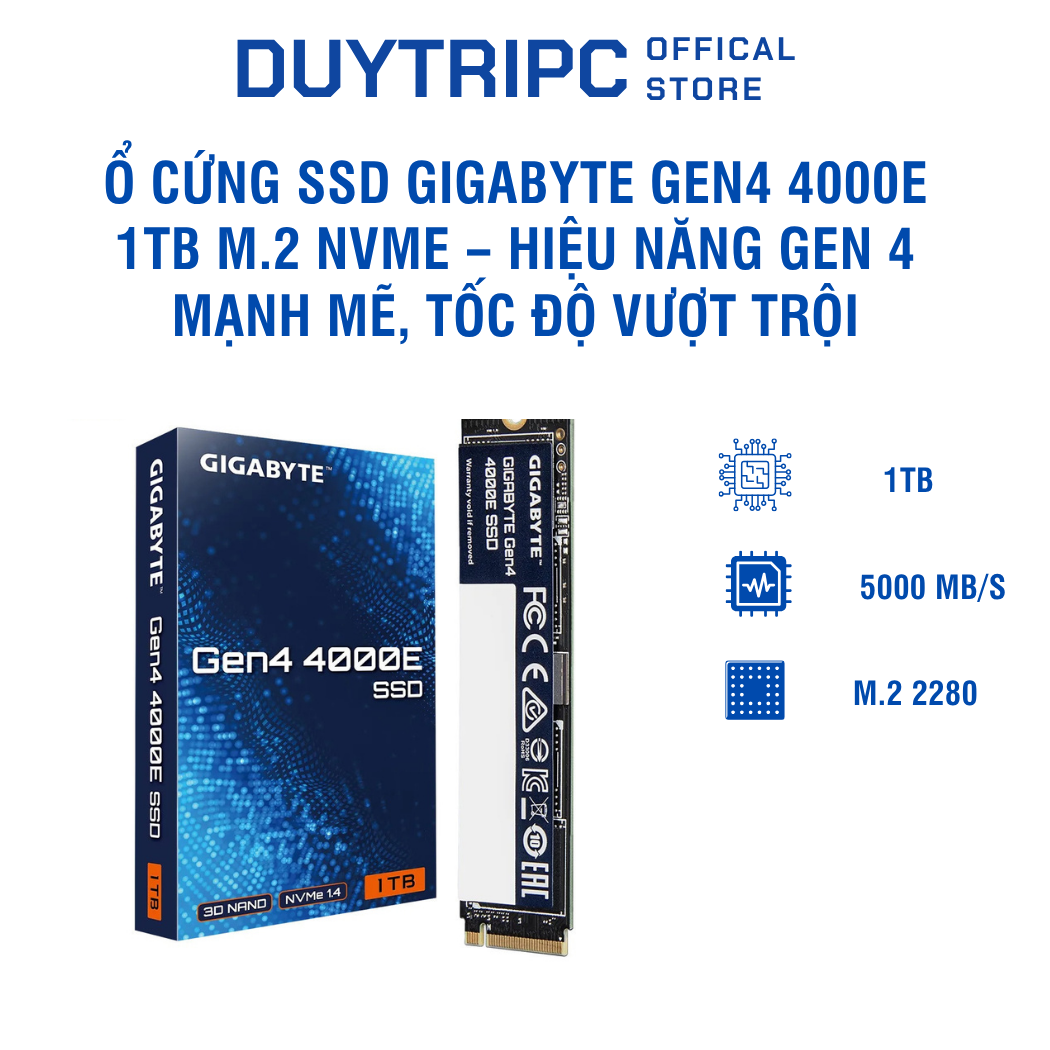 Ổ cứng SSD Gigabyte Gen4 4000E 1TB M.2 NVMe – Hiệu năng Gen 4 mạnh mẽ, tốc độ vượt trội